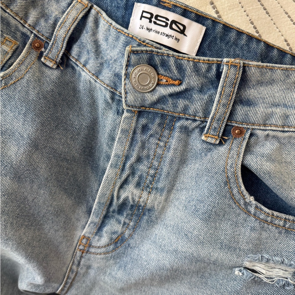 RSQ High Rise Straight Leg Jeans - Light Blue